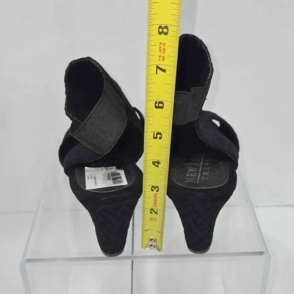 New York Transit Womens Black Wedge Sandals Slingback Open Toe Shoes Size 10M